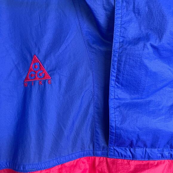 Nike Lab ACG Anorak Pullover Mens Small Hyper Royal Rush Pink Outdoors Pocket - Picture 7 of 9